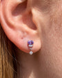 Gleam Cascade Flatback Stud in Silver Violet, lobe styling