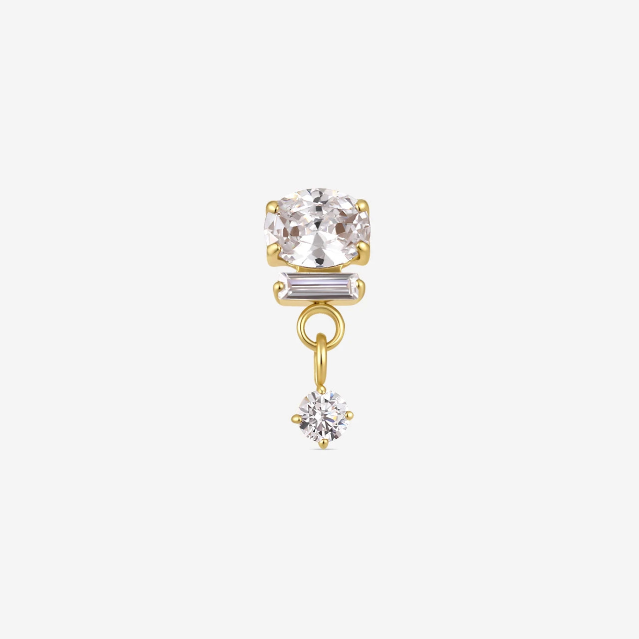 Gleam Cascade Flatback Stud in Gold Clear, front view