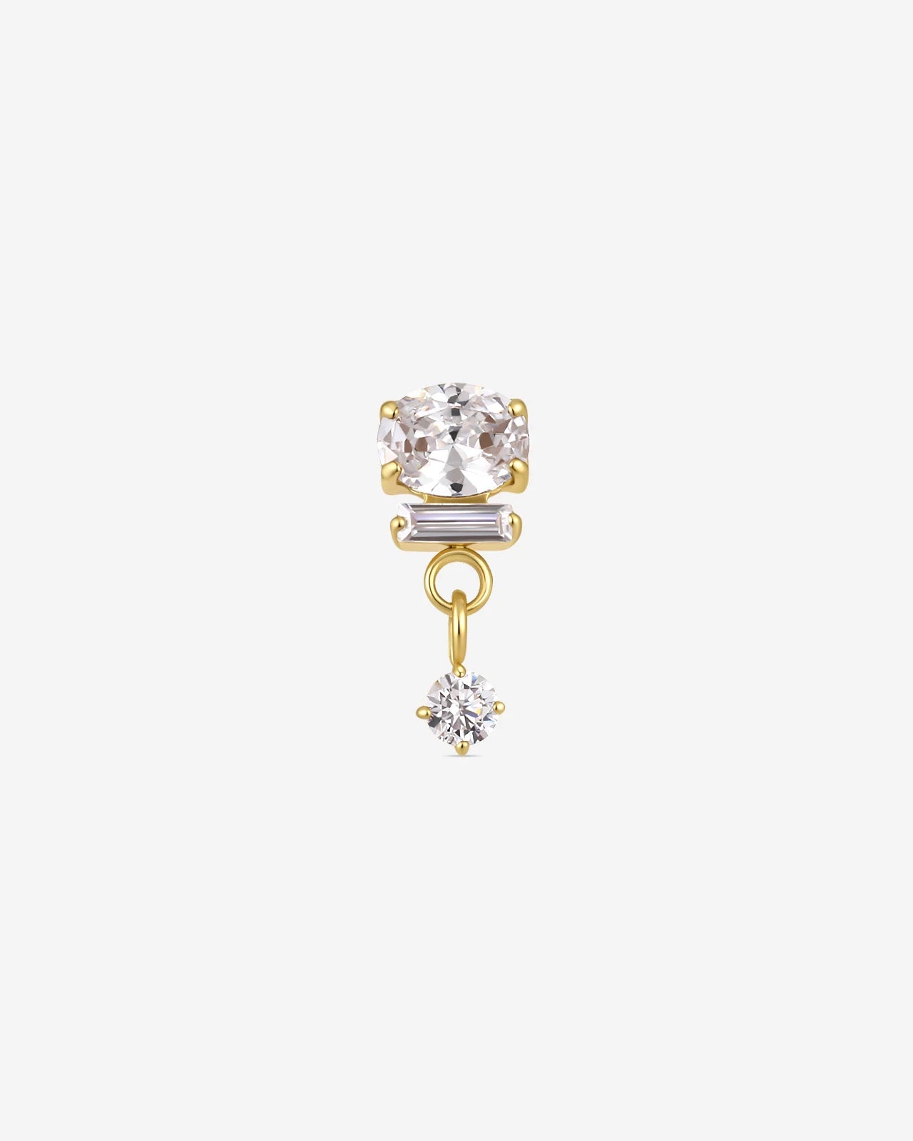 Gleam Cascade Flatback Stud in Gold Clear, front view