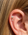 Gleam Cascade Flatback Stud in Gold Clear, helix styling