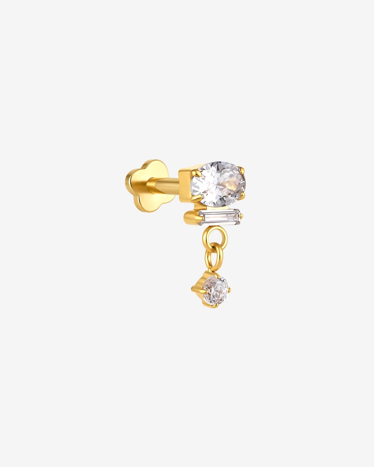Gleam Cascade Flatback Stud in Gold Clear, side view
