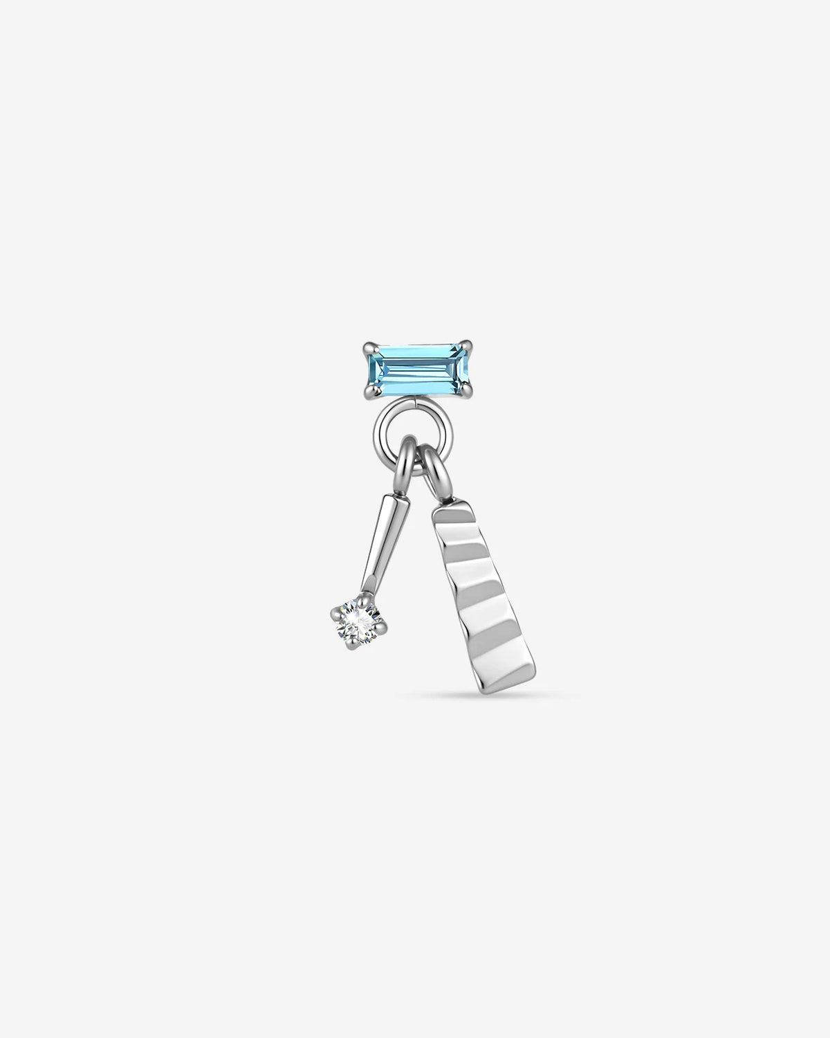 Prism Sway Flatback Stud in Silver Ocean Mist, front view