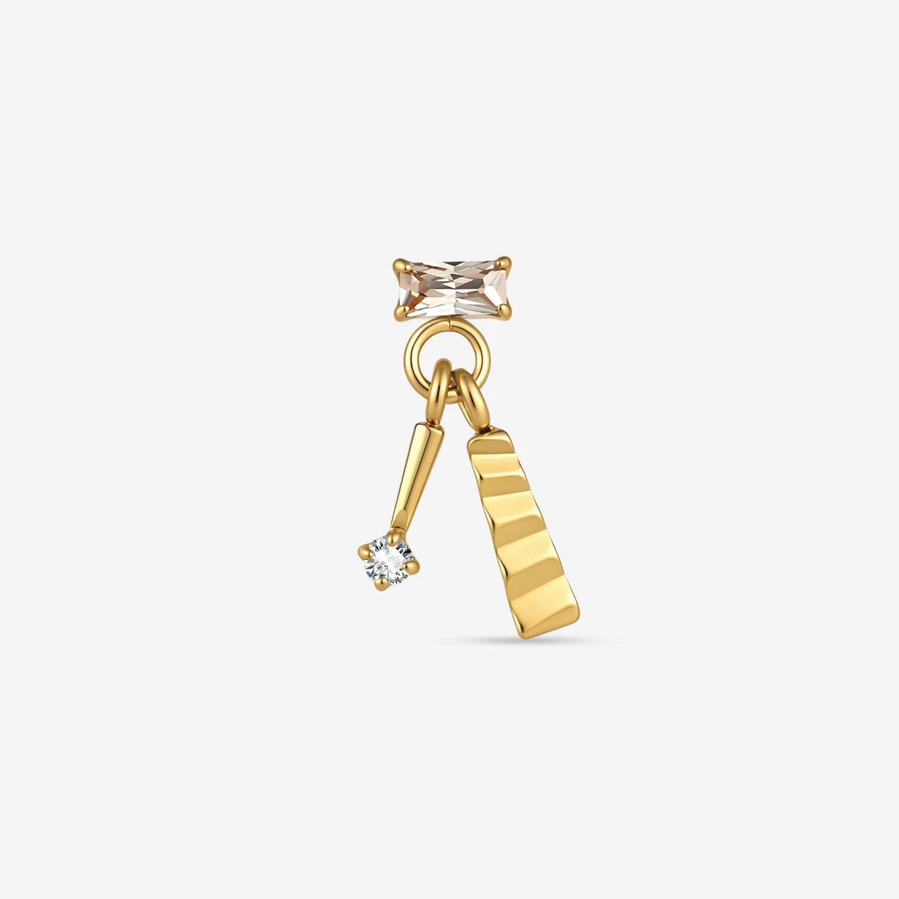 Prism Sway Flatback Stud in Gold Champagne Glow, front view