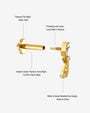 Prism Sway Flatback Stud in Gold Champagne Glow, guided threaded construction