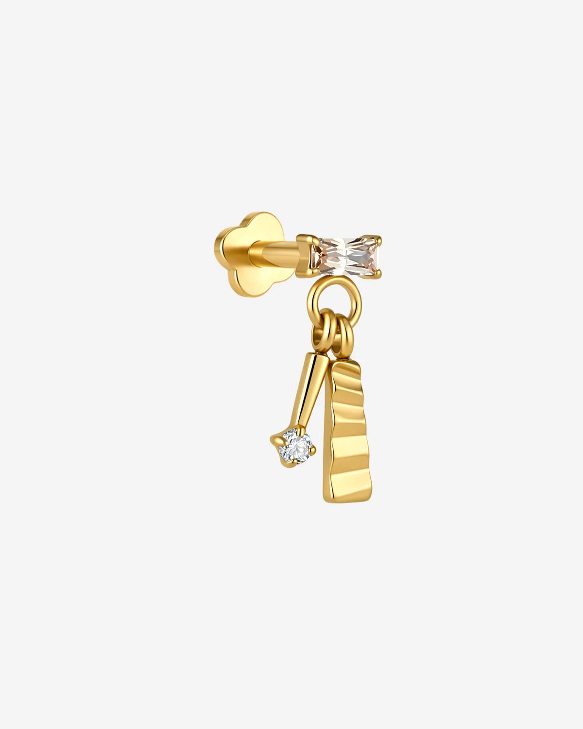 Prism Sway Flatback Stud in Gold Champagne Glow, side view
