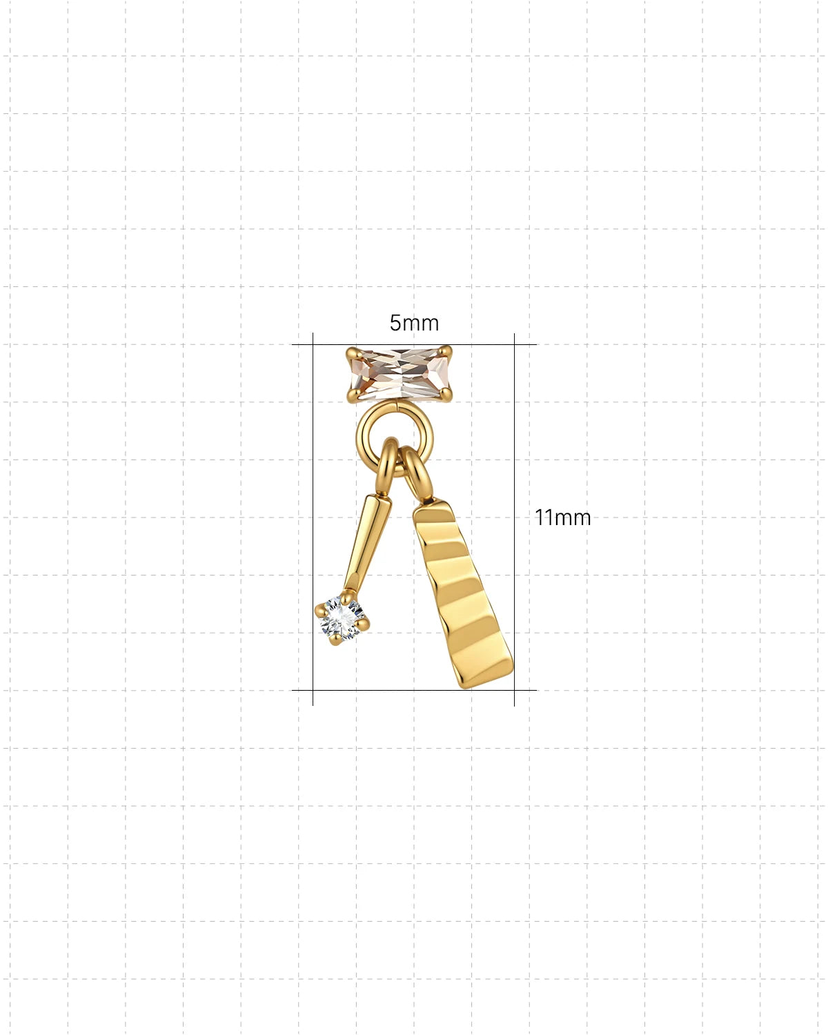 Prism Sway Flatback Stud in Gold Champagne Glow, 5.0mm by 11.0mm dimensions