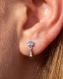 Crown Glimmer Flatback Stud in Silver Ocean Mist, lobe styling