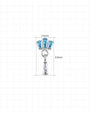 Crown Glimmer Flatback Stud in Silver Ocean Mist, 4.3mm by 9.6mm dimensions