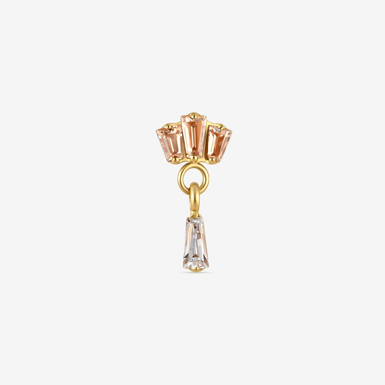Crown Glimmer Flatback Stud in Gold Champagne Glow, front view