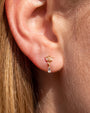 Crown Glimmer Flatback Stud in Gold Champagne Glow, lobe styling