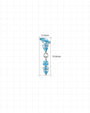Dewfall Flatback Stud, silver with blue cubic zirconia, dimensions