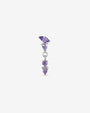 Dewfall Flatback Stud, silver with violet cubic zirconia, front view