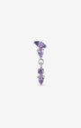 Dewfall Flatback Stud, silver with violet cubic zirconia, front view