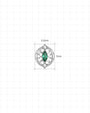 Luminous Halo Flatback Stud Silver Emerald Green - 5.5mm by 7.0mm dimensions