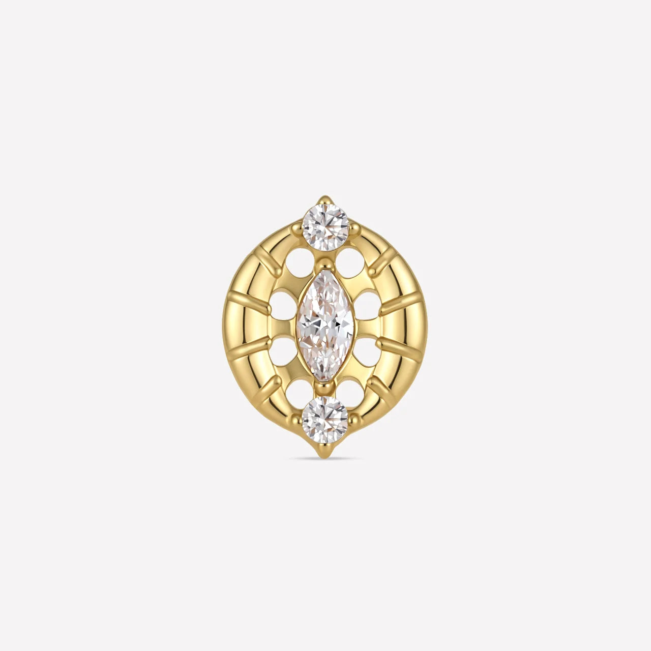 Luminous Halo Flatback Stud Gold Crystal Clear - front view