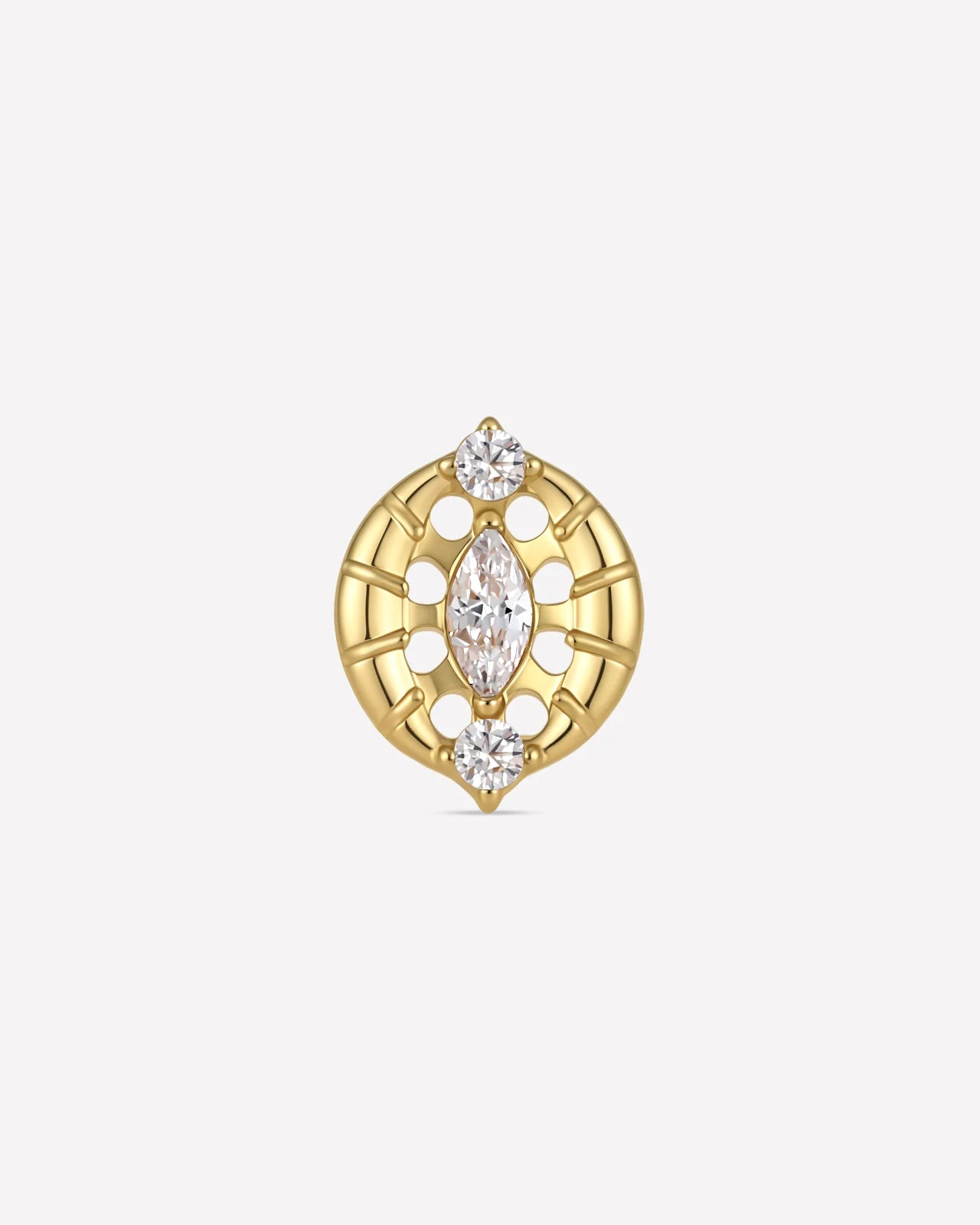 Luminous Halo Flatback Stud Gold Crystal Clear - front view