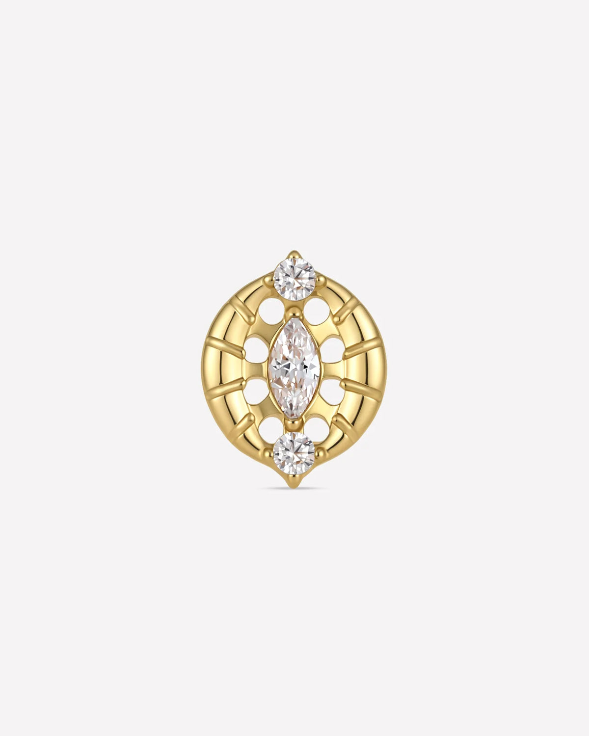 Luminous Halo Flatback Stud Gold Crystal Clear - front view