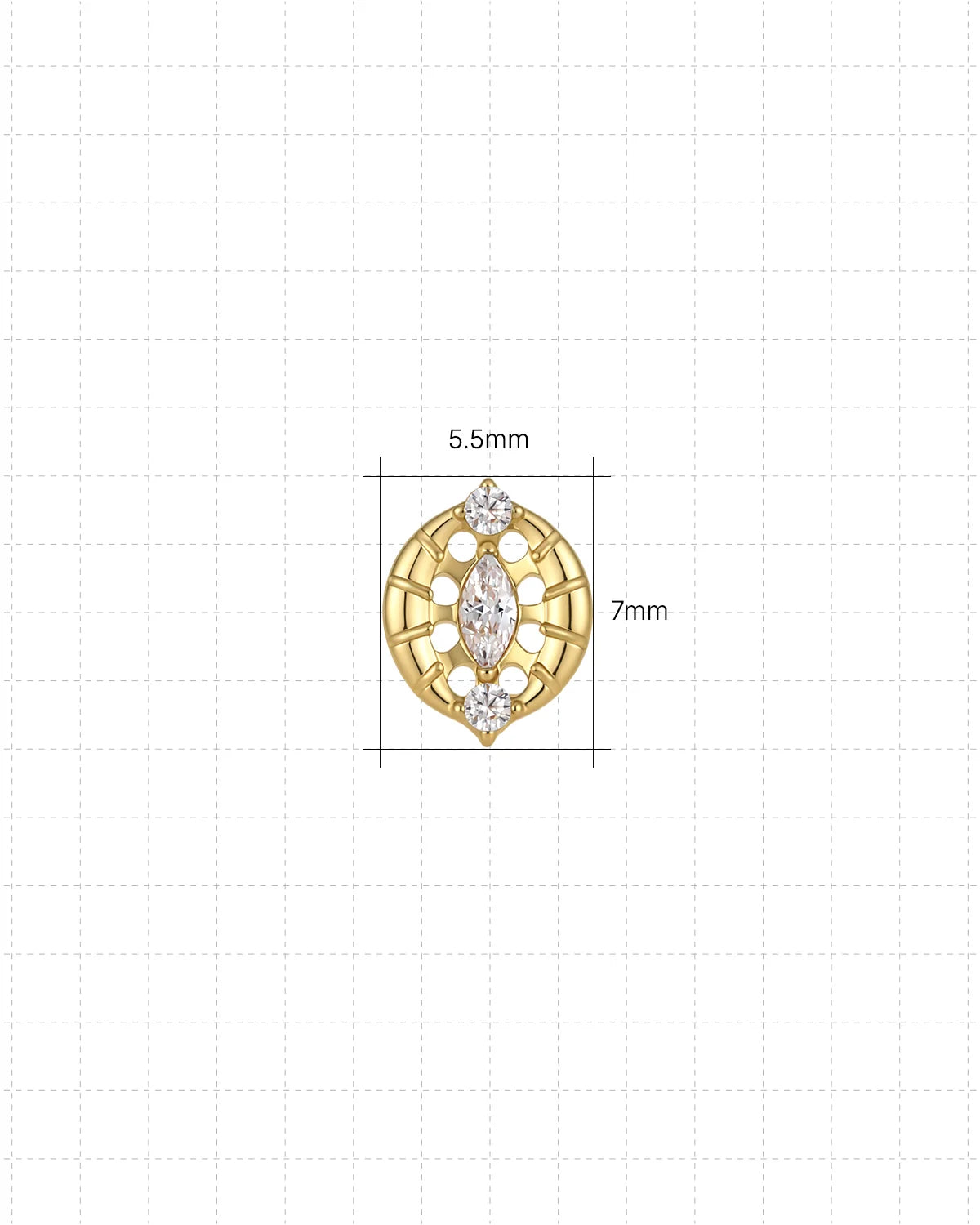 Luminous Halo Flatback Stud Gold Crystal Clear - 5.5mm by 7.0mm dimensions