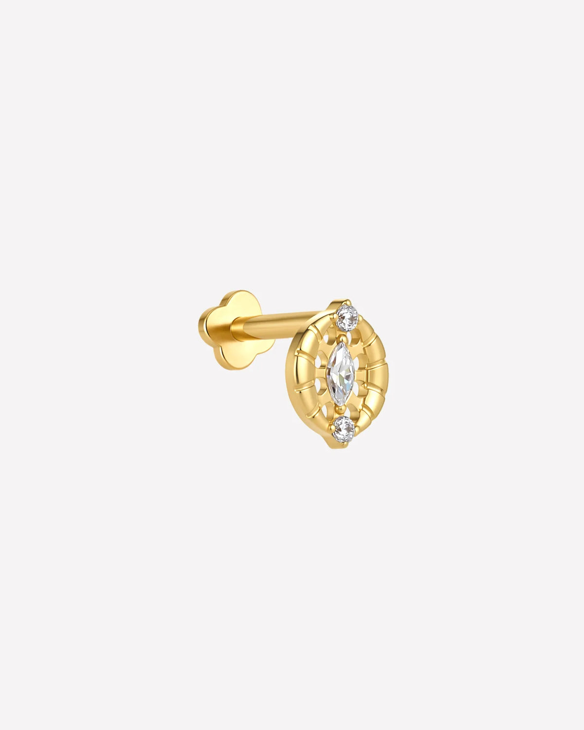 Luminous Halo Flatback Stud Gold Crystal Clear - side view with flatback post