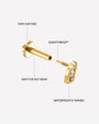 Luminous Halo Flatback Stud Gold Crystal Clear - threaded construction details