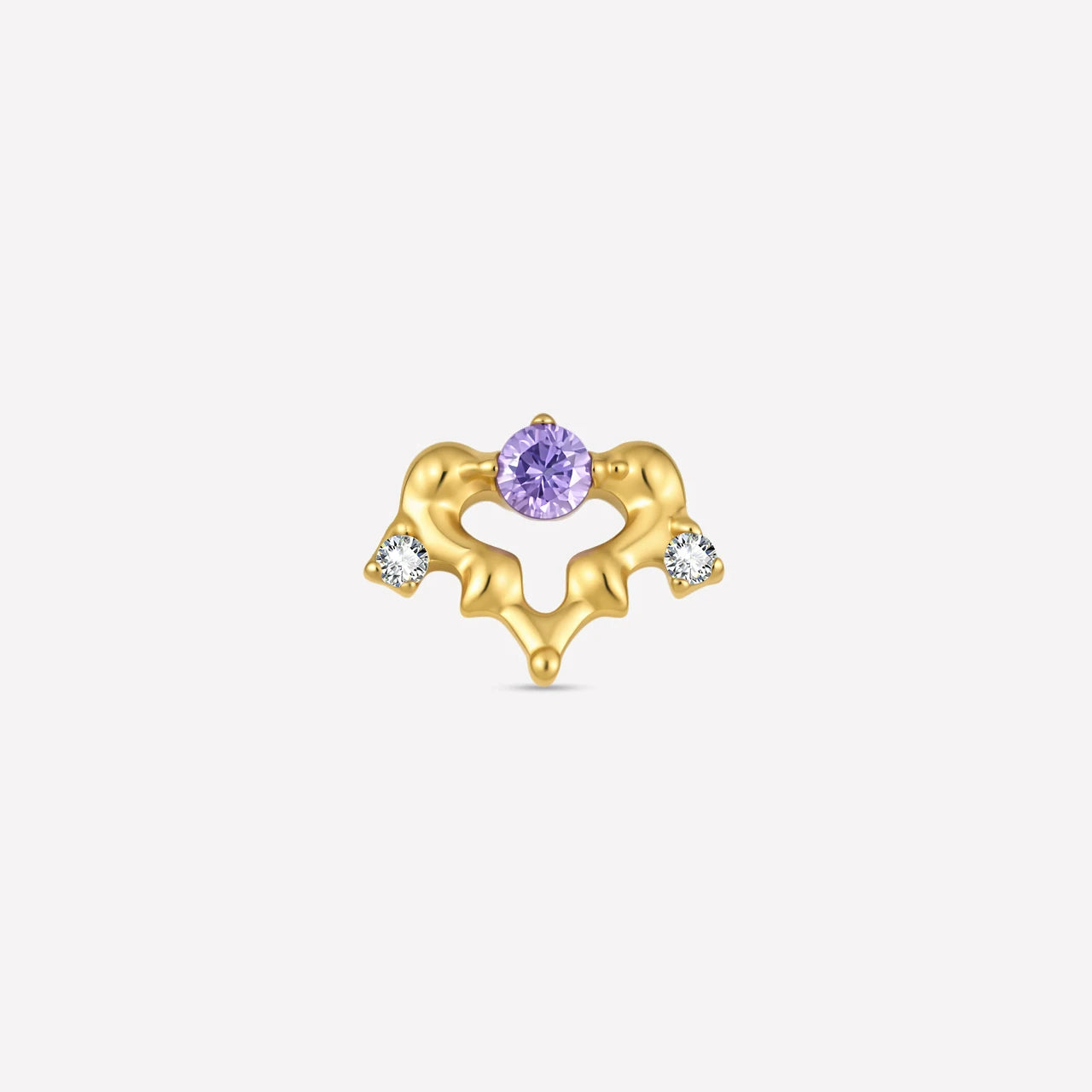 Arabesque Bloom Flatback Stud - Gold Twilight Amethyst - CS-KSD-0071-TI-J-ZL - 01