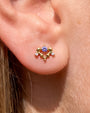 Arabesque Bloom Flatback Stud - Gold Twilight Amethyst - CS-KSD-0071-TI-J-ZL - 05