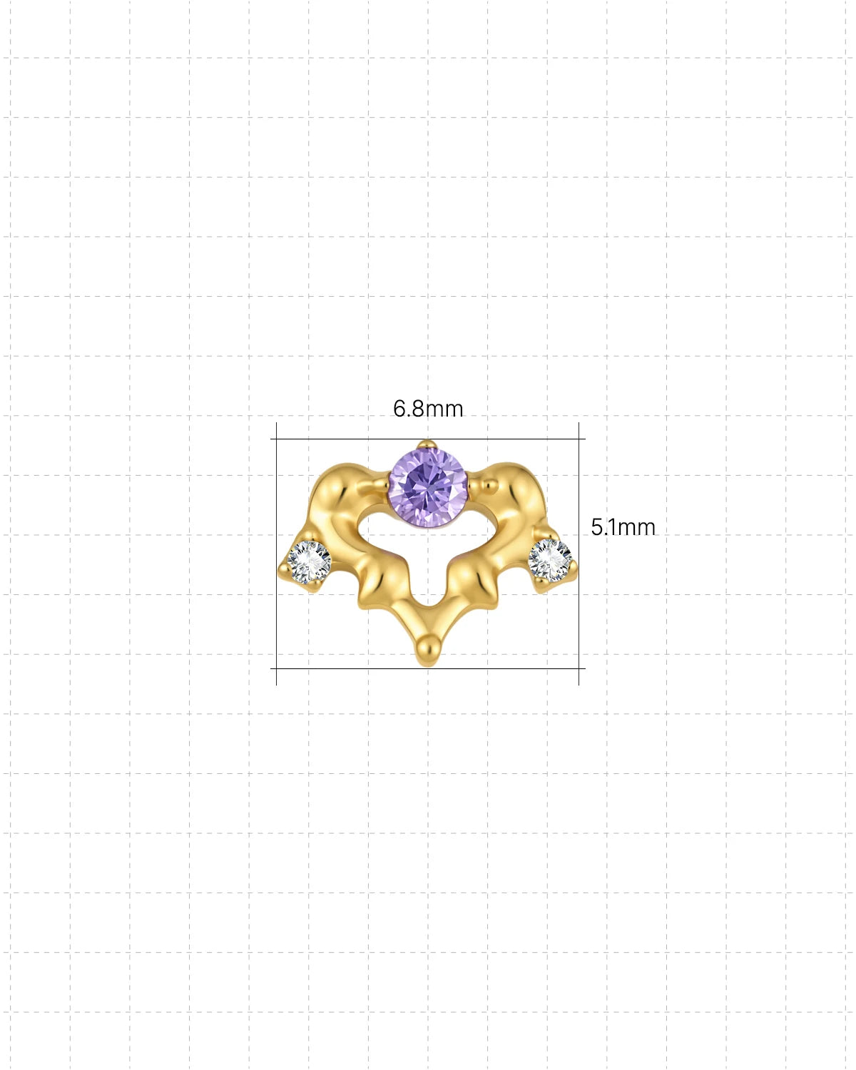 Arabesque Bloom Flatback Stud - Gold Twilight Amethyst - CS-KSD-0071-TI-J-ZL - 09