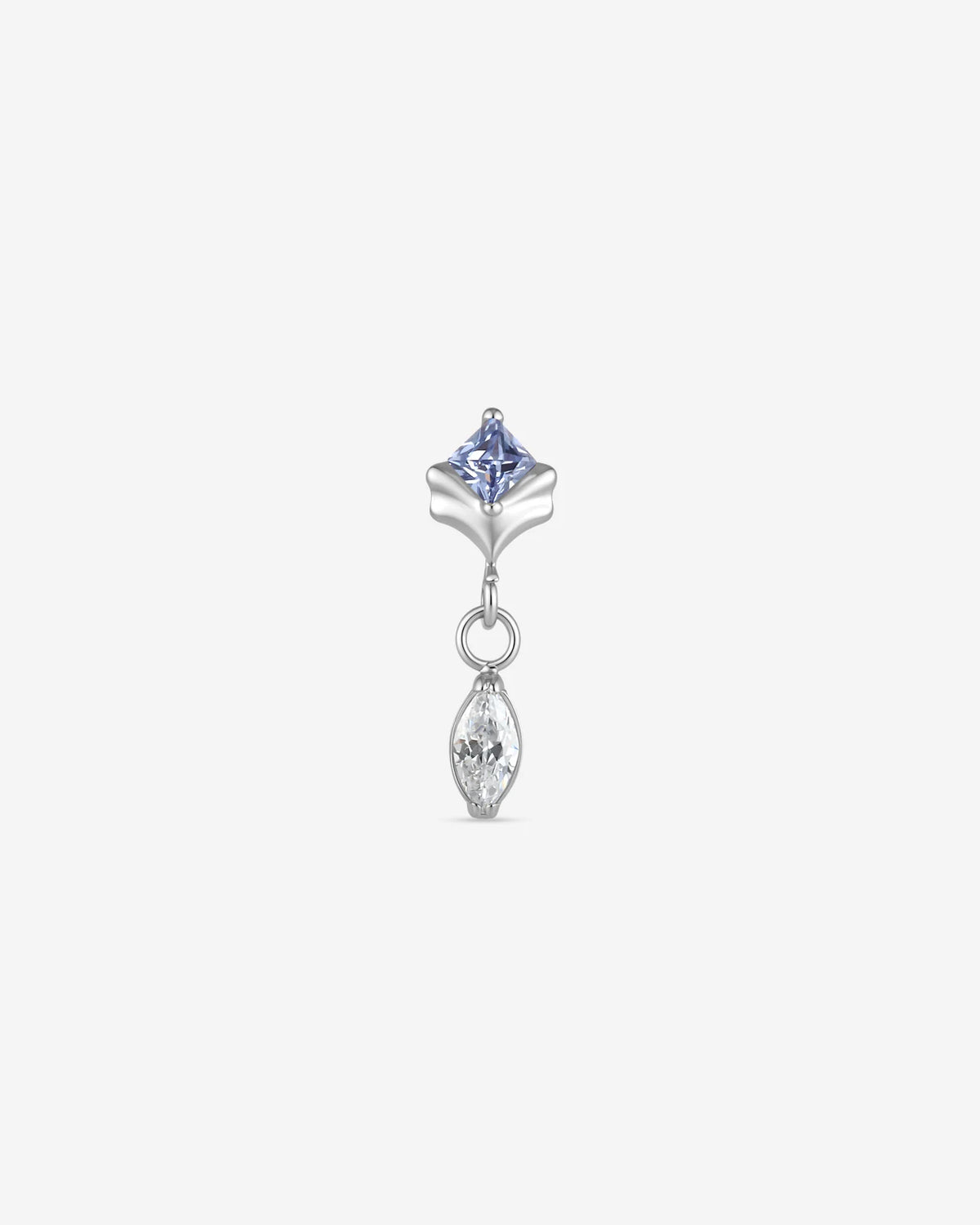 Petal Gleam Flatback Stud in Silver Twilight Tanzanite, front view