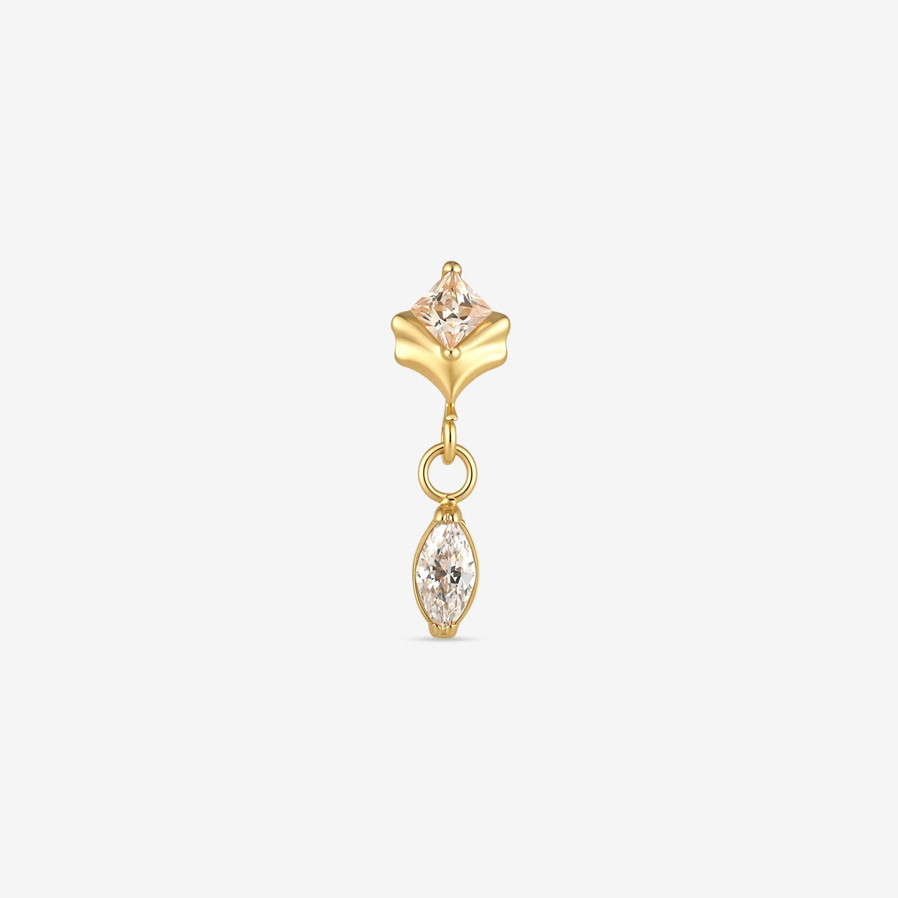 Petal Gleam Flatback Stud in Gold Champagne Glow, front view