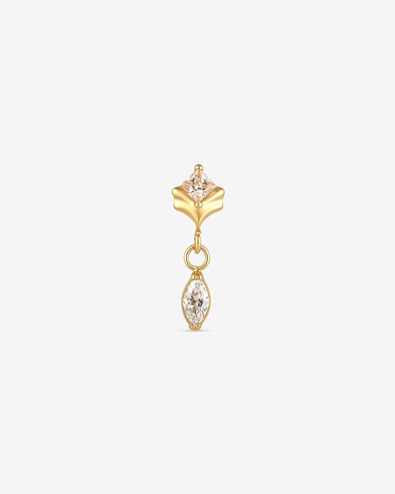 Petal Gleam Flatback Stud in Gold Champagne Glow, front view