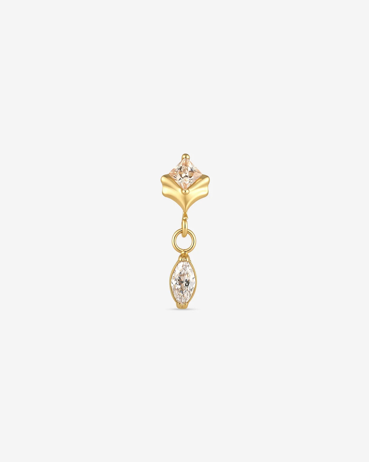 Petal Gleam Flatback Stud in Gold Champagne Glow, front view