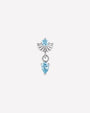 Deco Dew Flatback Stud, silver with blue cubic zirconia, front view