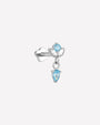 Deco Dew Flatback Stud, silver with blue cubic zirconia, detail view