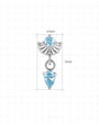 Deco Dew Flatback Stud, silver with blue cubic zirconia, dimensions