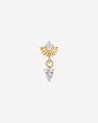 Deco Dew Flatback Stud, gold with clear cubic zirconia, front view