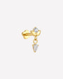 Deco Dew Flatback Stud, gold with clear cubic zirconia, detail view