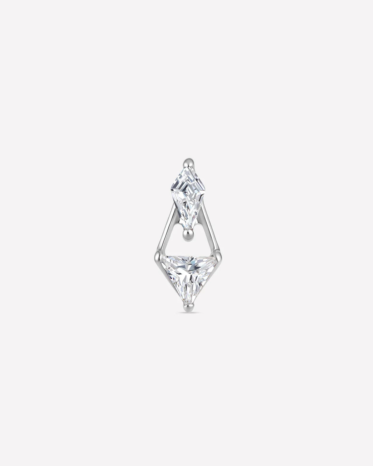 Prism Echo Flatback Stud Silver Crystal Clear - front view