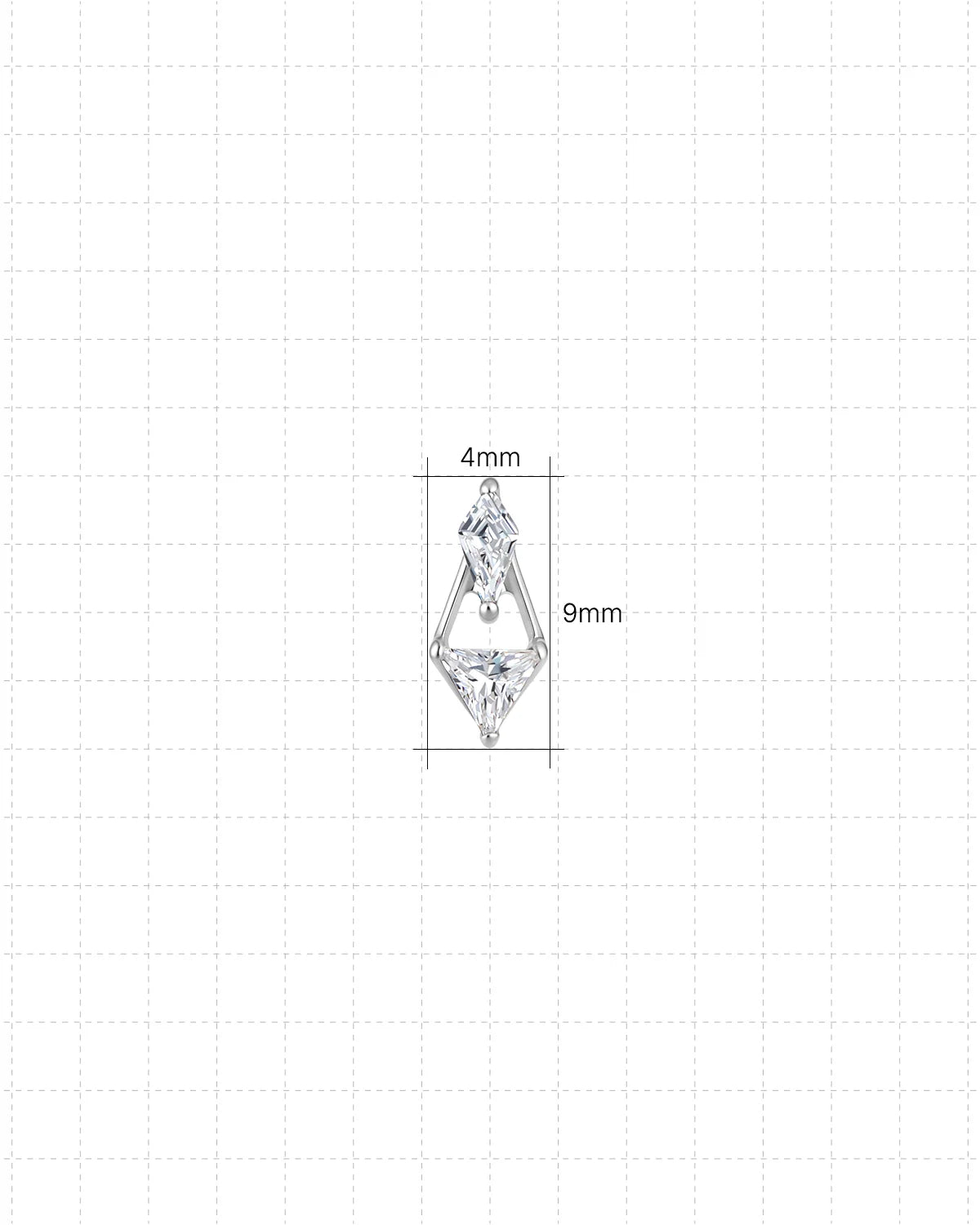 Prism Echo Flatback Stud Silver Crystal Clear - 4.0mm by 9.0mm dimensions