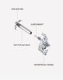Prism Echo Flatback Stud Silver Crystal Clear - threaded construction details