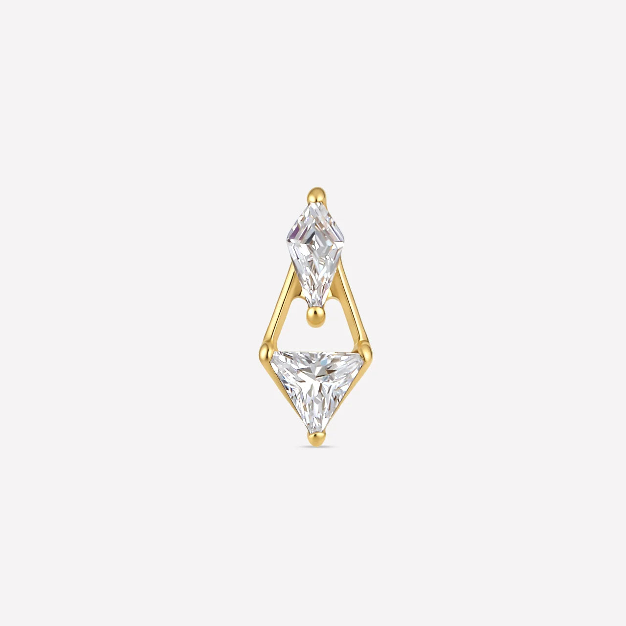 Prism Echo Flatback Stud Gold Crystal Clear - front view