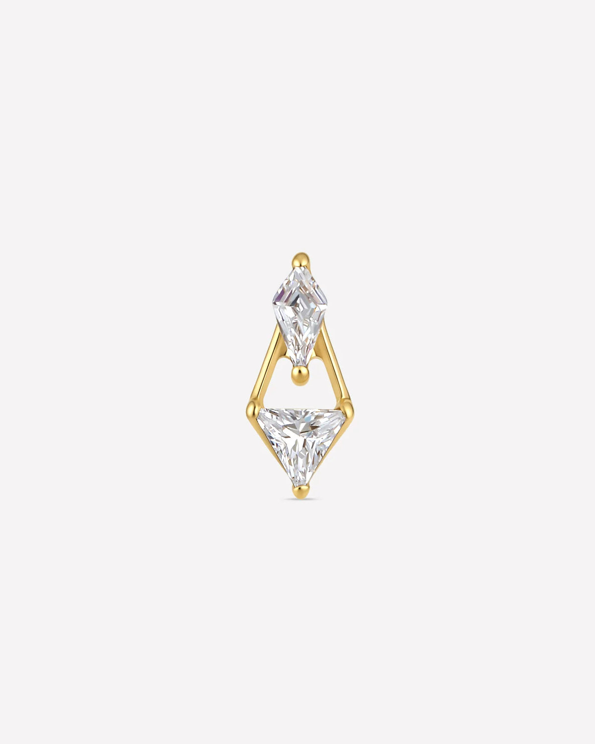 Prism Echo Flatback Stud Gold Crystal Clear - front view