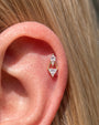 Prism Echo Flatback Stud Gold Crystal Clear - flat piercing styling