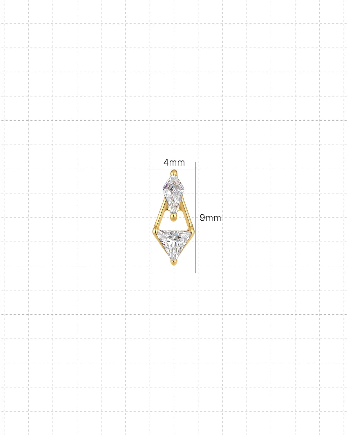 Prism Echo Flatback Stud Gold Crystal Clear - 4.0mm by 9.0mm dimensions
