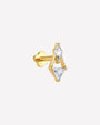 Prism Echo Flatback Stud Gold Crystal Clear - side view with flatback post