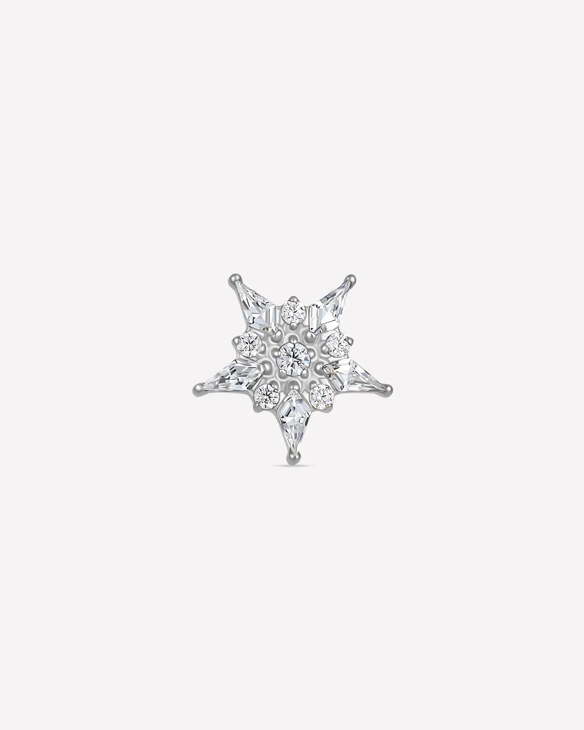 Stellar Bloom Flatback Stud Silver Crystal Clear - front view