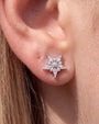 Stellar Bloom Flatback Stud Silver Crystal Clear - lobe styling