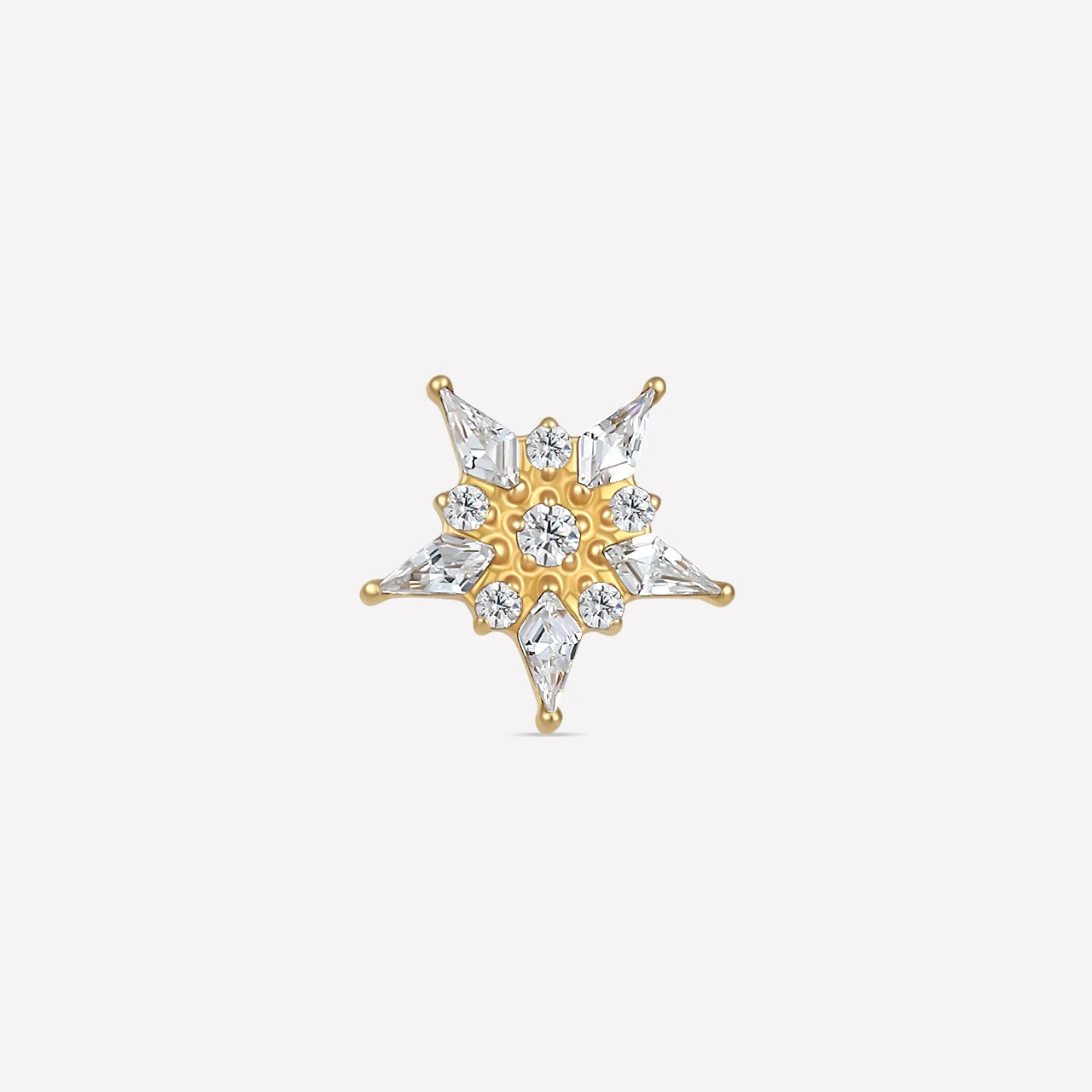 Stellar Bloom Flatback Stud Gold Crystal Clear - front view