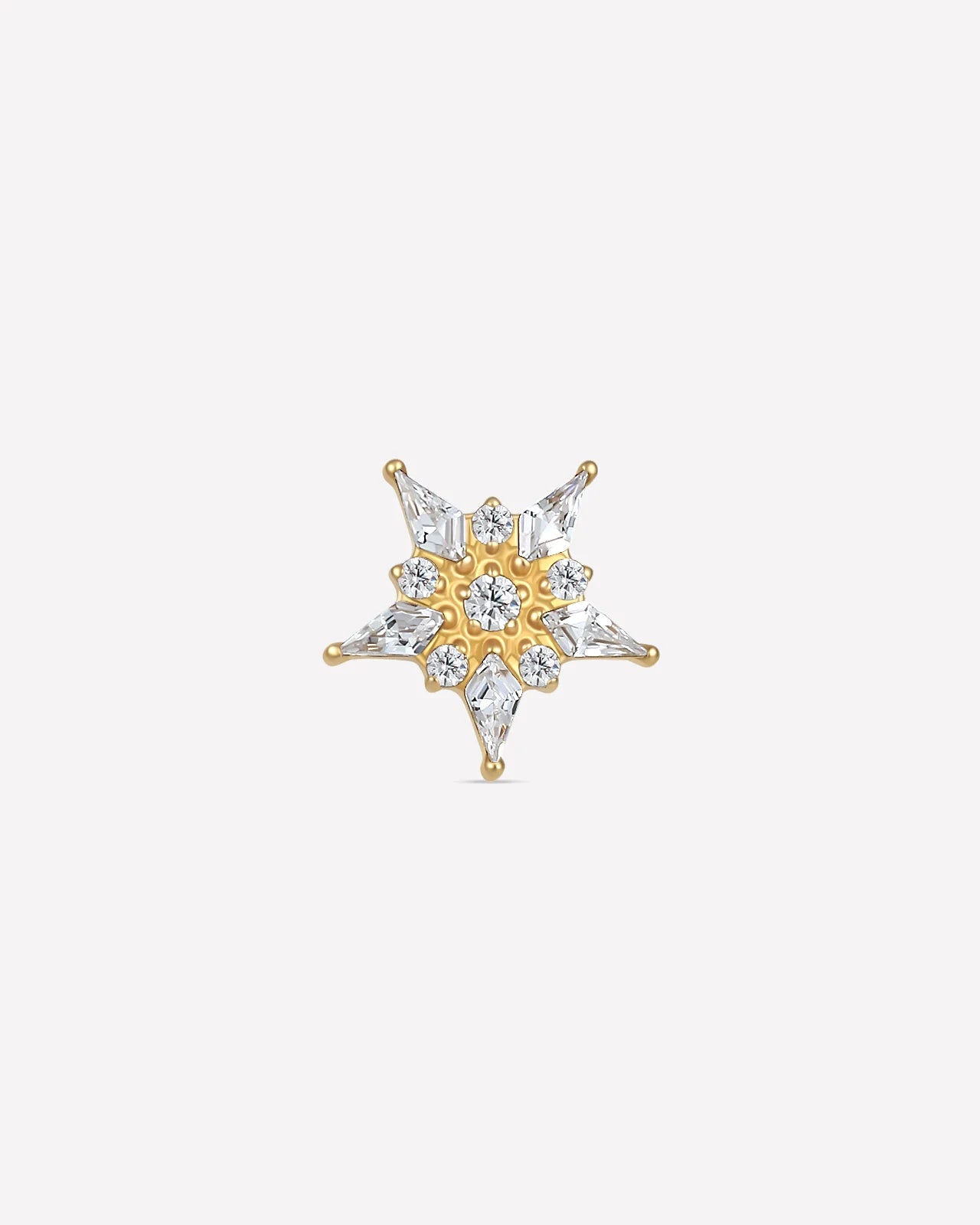 Stellar Bloom Flatback Stud Gold Crystal Clear - front view