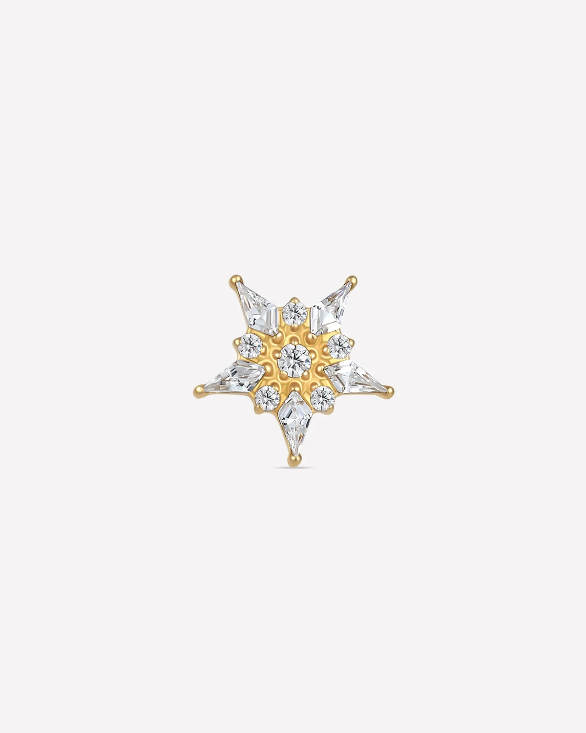Stellar Bloom Flatback Stud Gold Crystal Clear - front view