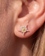 Stellar Bloom Flatback Stud Gold Crystal Clear - lobe styling